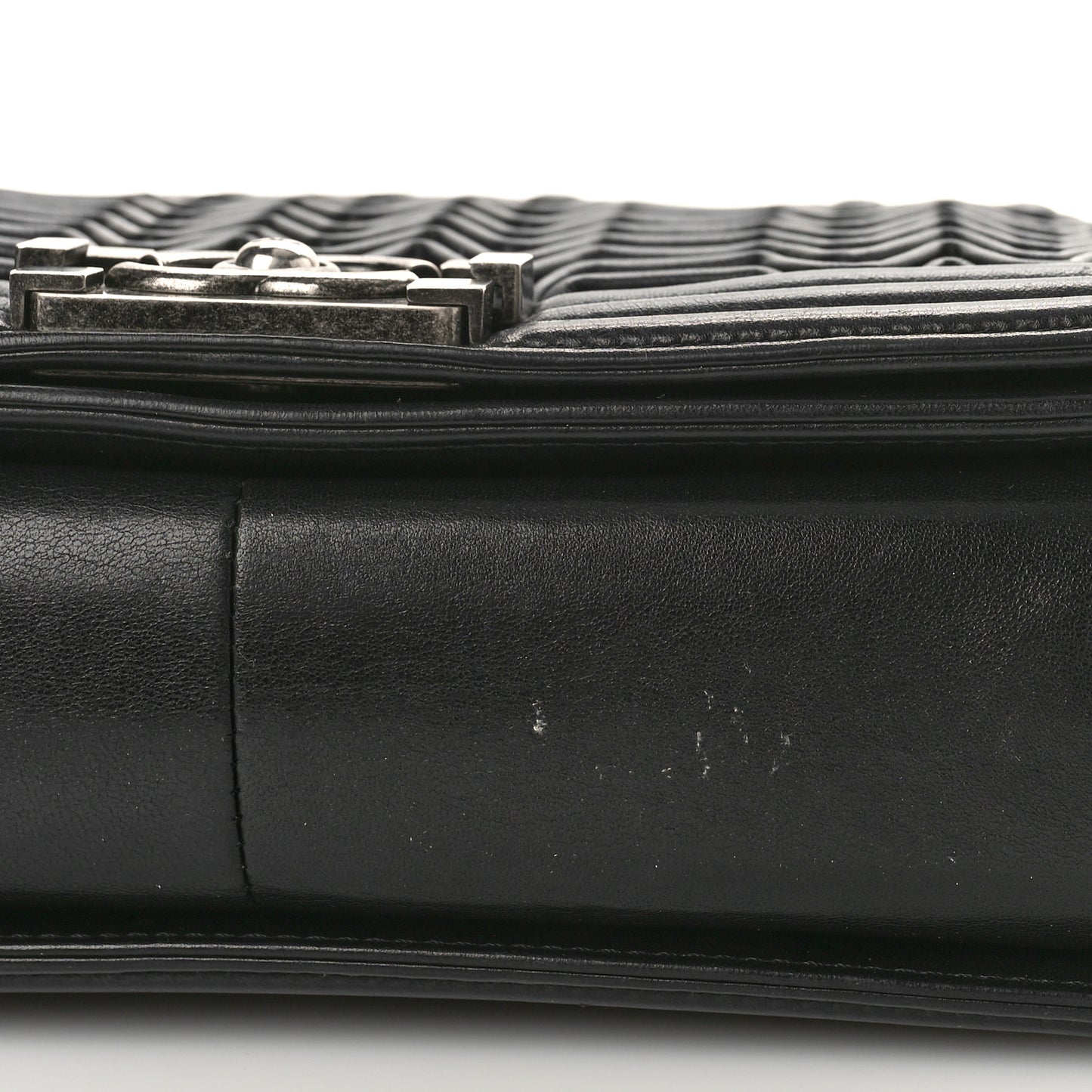 Calfskin Pleated Medium Boy Flap Black
