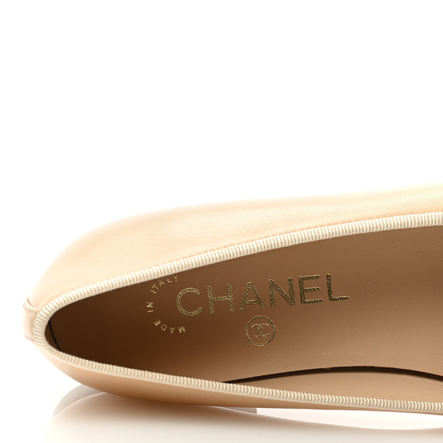 Lambskin Cap Toe CC Ballerina Flats 36.5 Beige Black