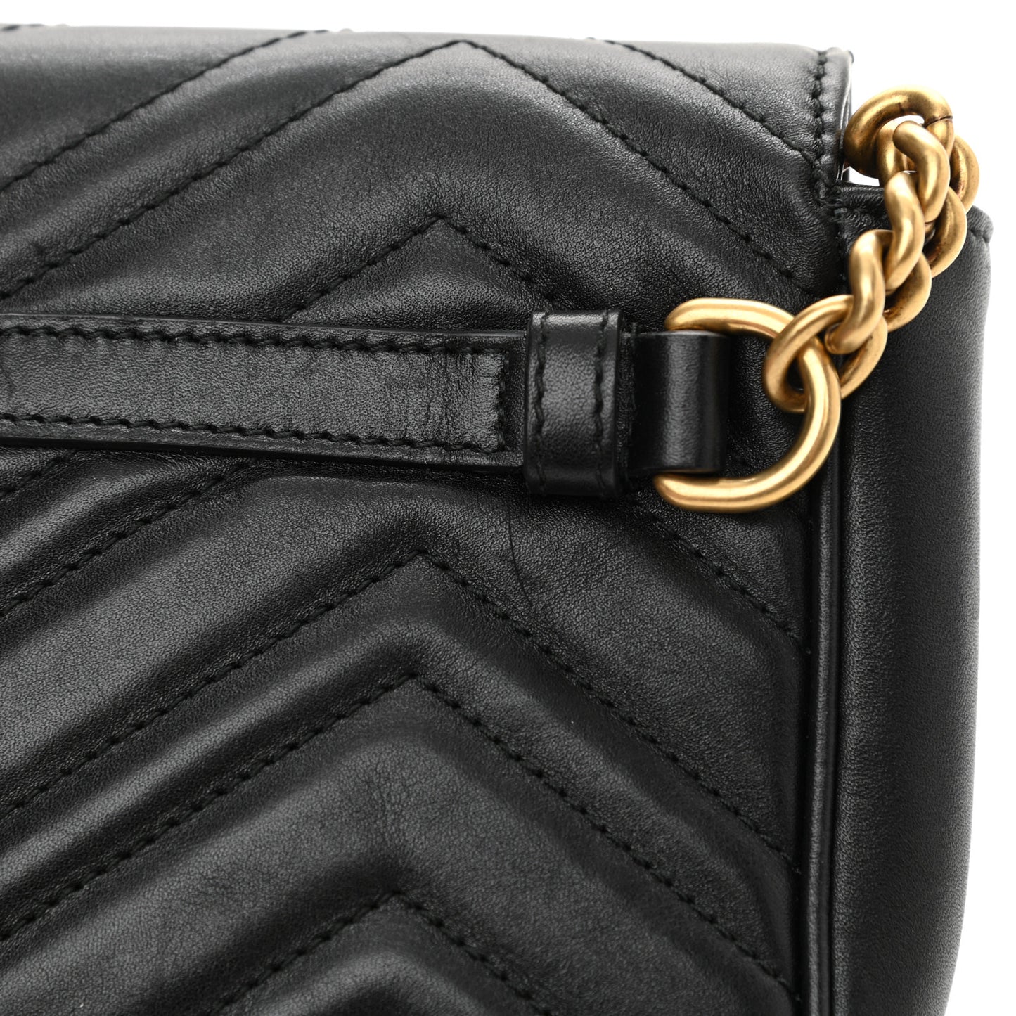 Calfskin Matelasse Pearly GG Marmont Chain Belt Bag Black