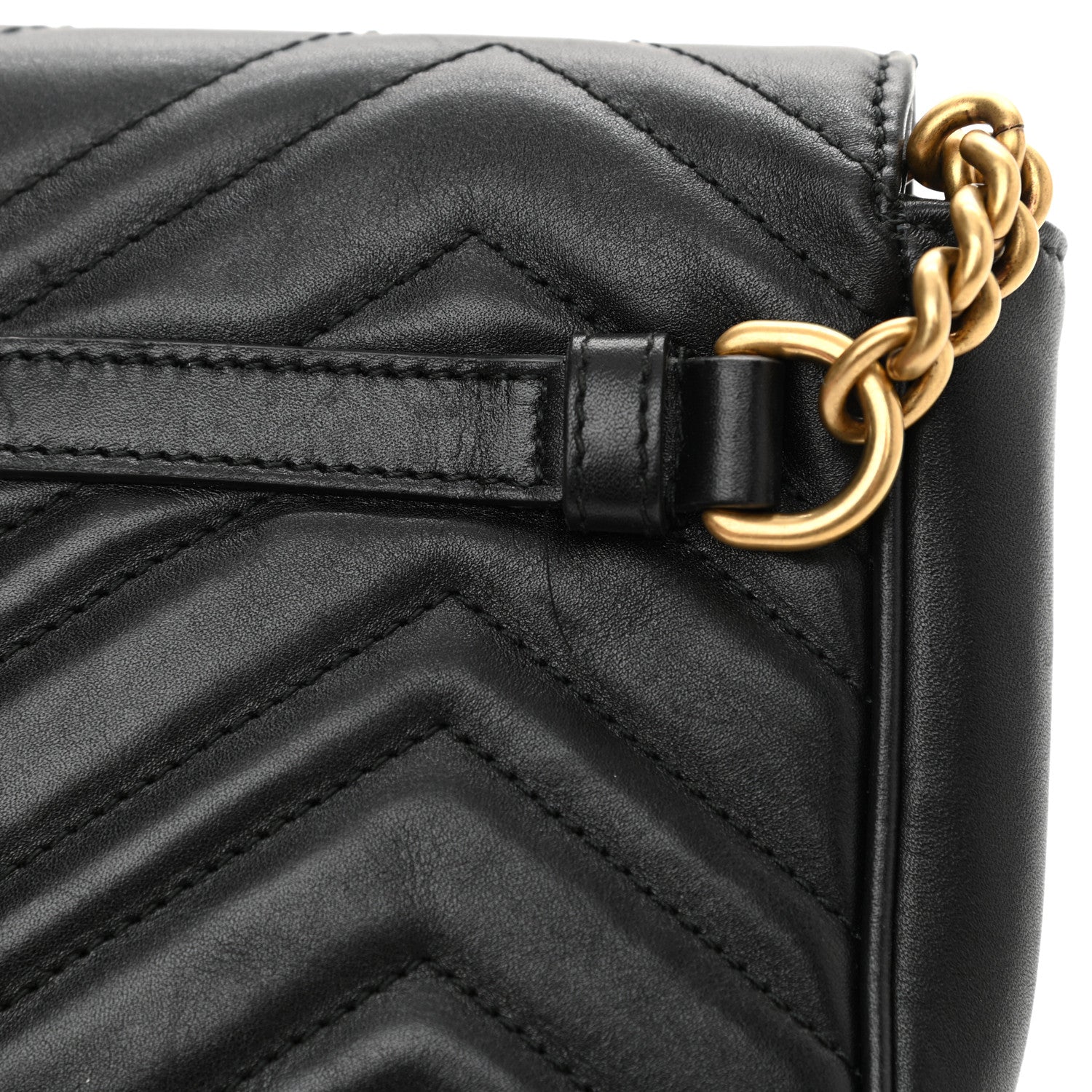 Gucci Calfskin Matelasse Pearly GG Marmont Chain Belt Bag Black 15 of 15