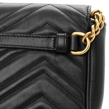 Gucci Calfskin Matelasse Pearly GG Marmont Chain Belt Bag Black 15 of 15