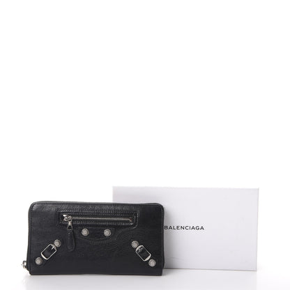 Balenciaga Agneau Giant 12 Silver Hardware Continental Zip Around Wallet Black 11 of 11