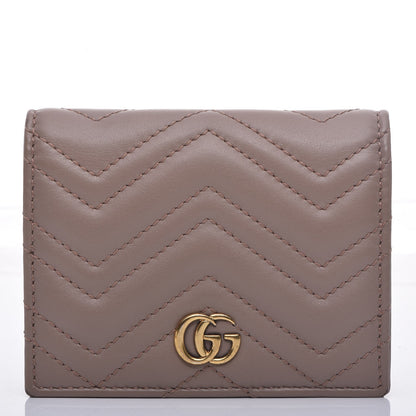 Gucci Calfskin Matelasse GG Marmont Card Case Porcelain Rose 1 of 12