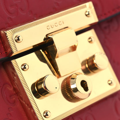 Gucci Guccissima Small Padlock Shoulder Bag Hibiscus Red 16 of 17