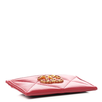 Chanel Shiny Goatskin Quilted Chanel 19 Card Holder Red 4 of 8