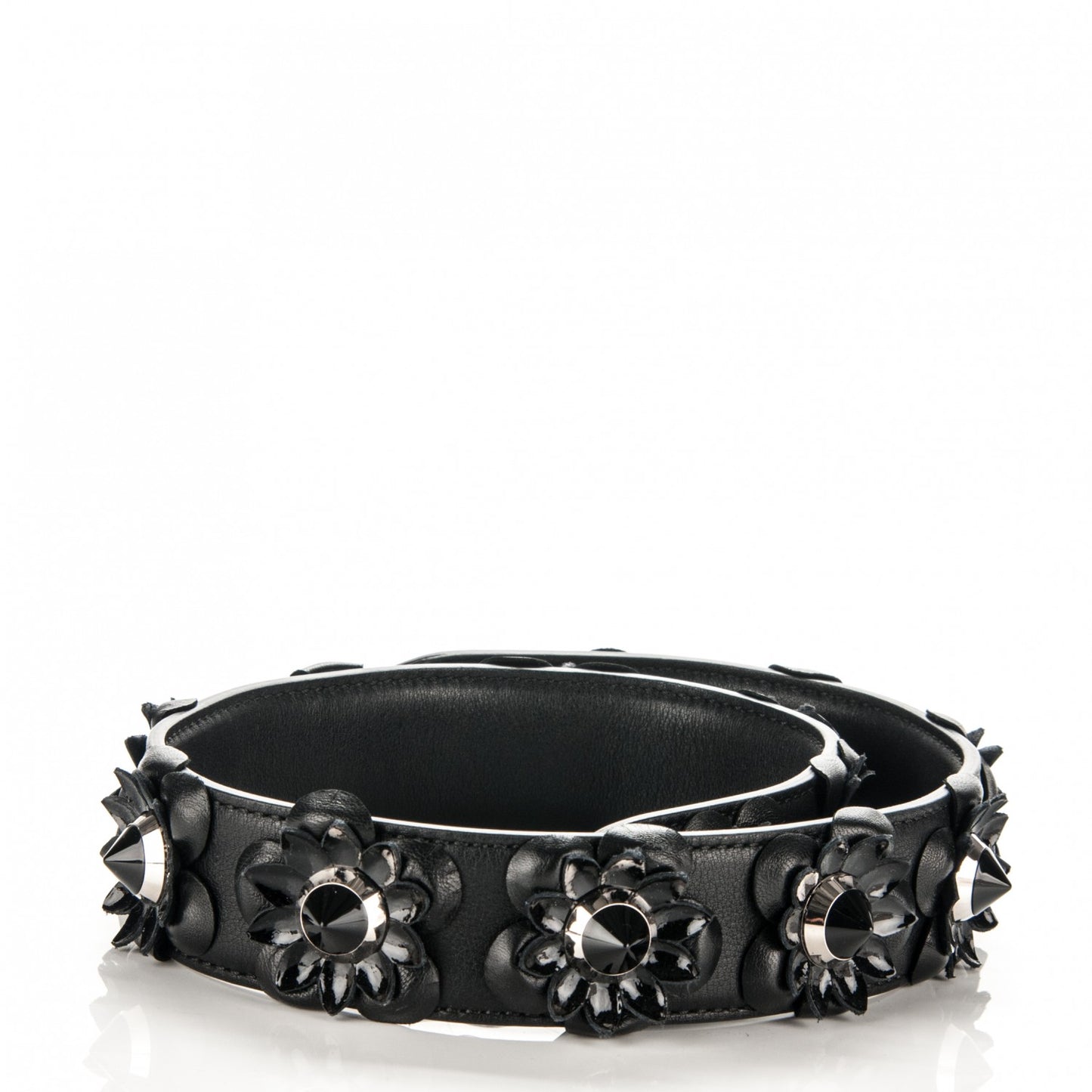 Vitello Dolce Nappa Patent Flowerland Studded Strap You Black