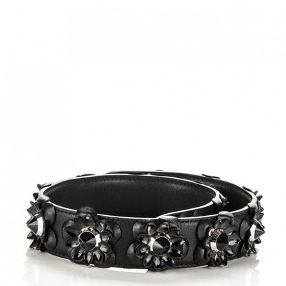 Fendi Vitello Dolce Nappa Patent Flowerland Studded Strap You Black 3 of 4