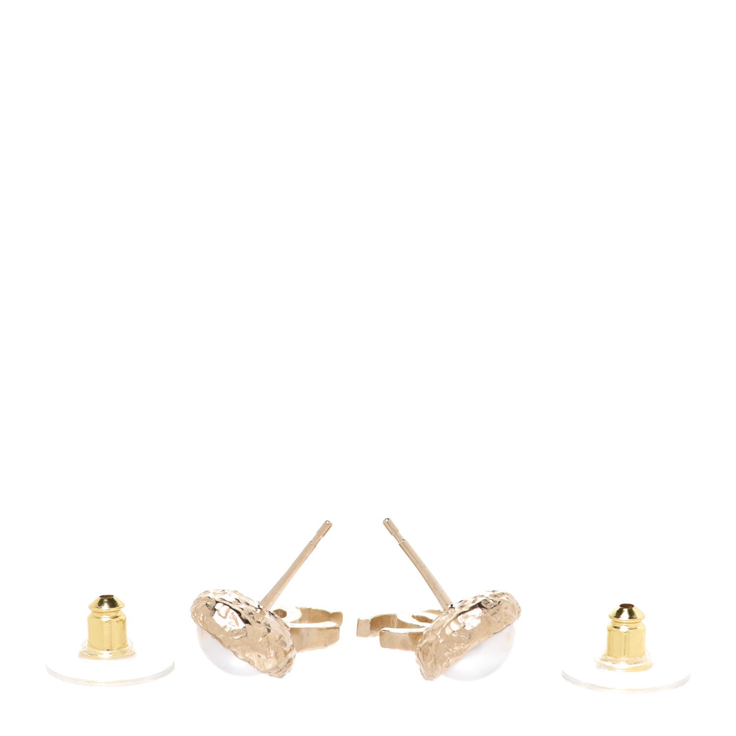 Chanel Pearl Hammered CC Drop Earrings Gold Pearly White 3 of 5
