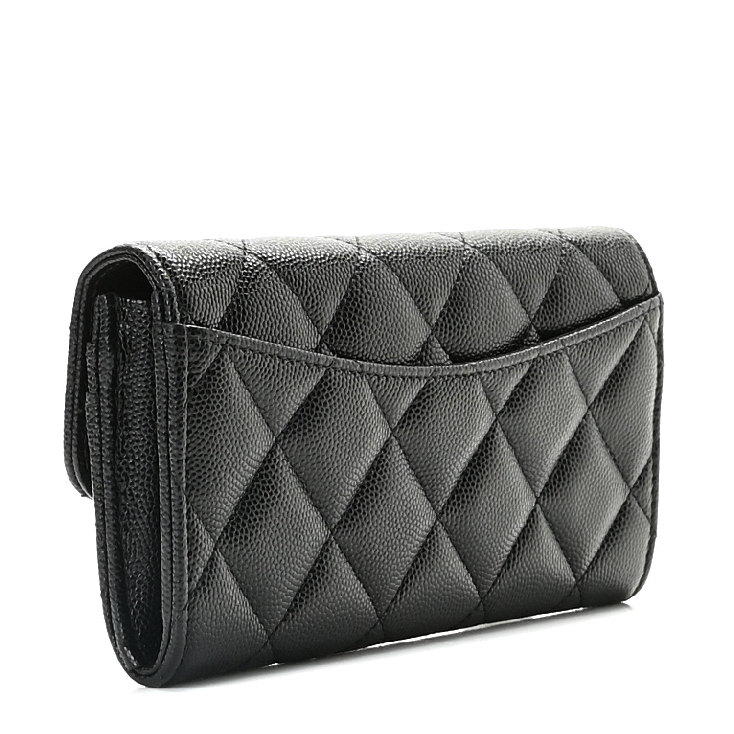 Chanel Caviar Quilted Medium Gusset Flap Wallet Black 2 of 9