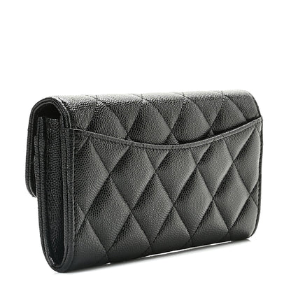 Chanel Caviar Quilted Medium Gusset Flap Wallet Black 2 of 9