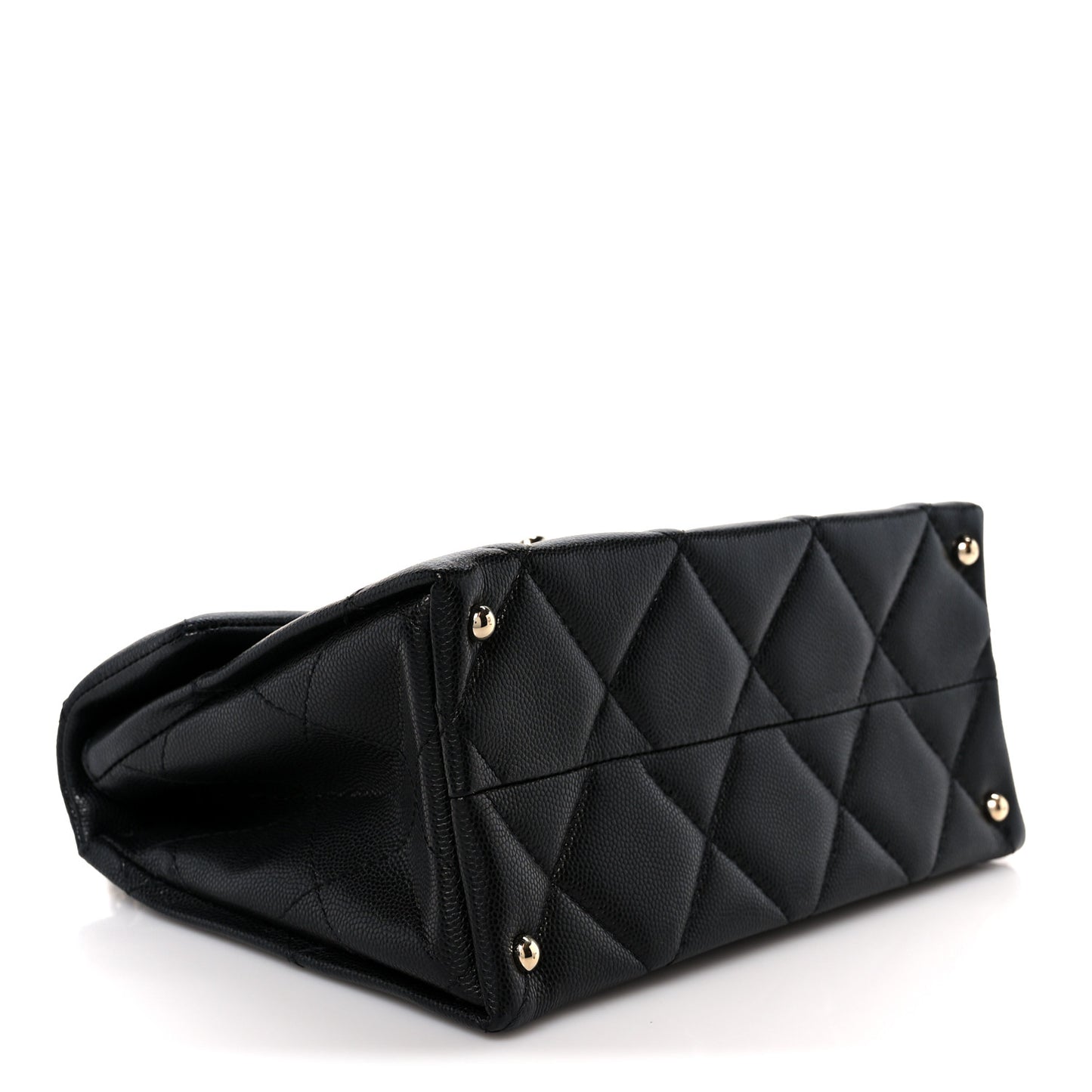 Caviar Quilted Mini Retro Twist Top Handle Flap Black