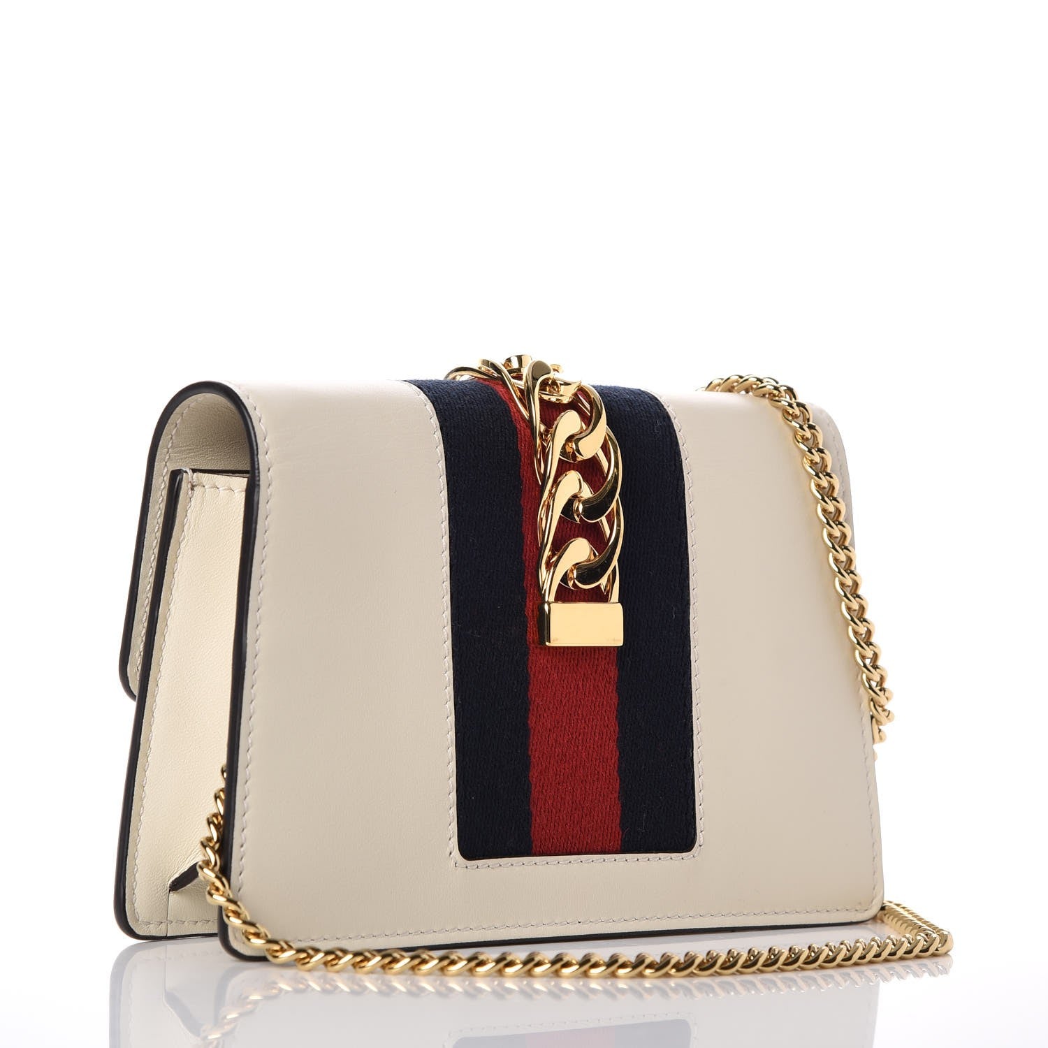 Gucci Calfskin Super Mini Sylvie Chain Shoulder Bag White 4 of 10