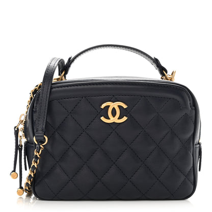 Chanel Calfskin Quilted CC Small Vanity Case Navy 1 of 21