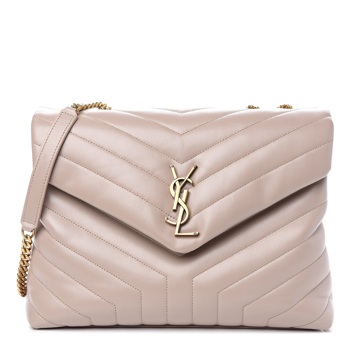 Calfskin Y Quilted Monogram Medium Loulou Chain Satchel Light Natural