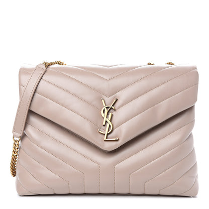 Saint Laurent Calfskin Y Quilted Monogram Medium Loulou Chain Satchel Light Natural 1 of 11