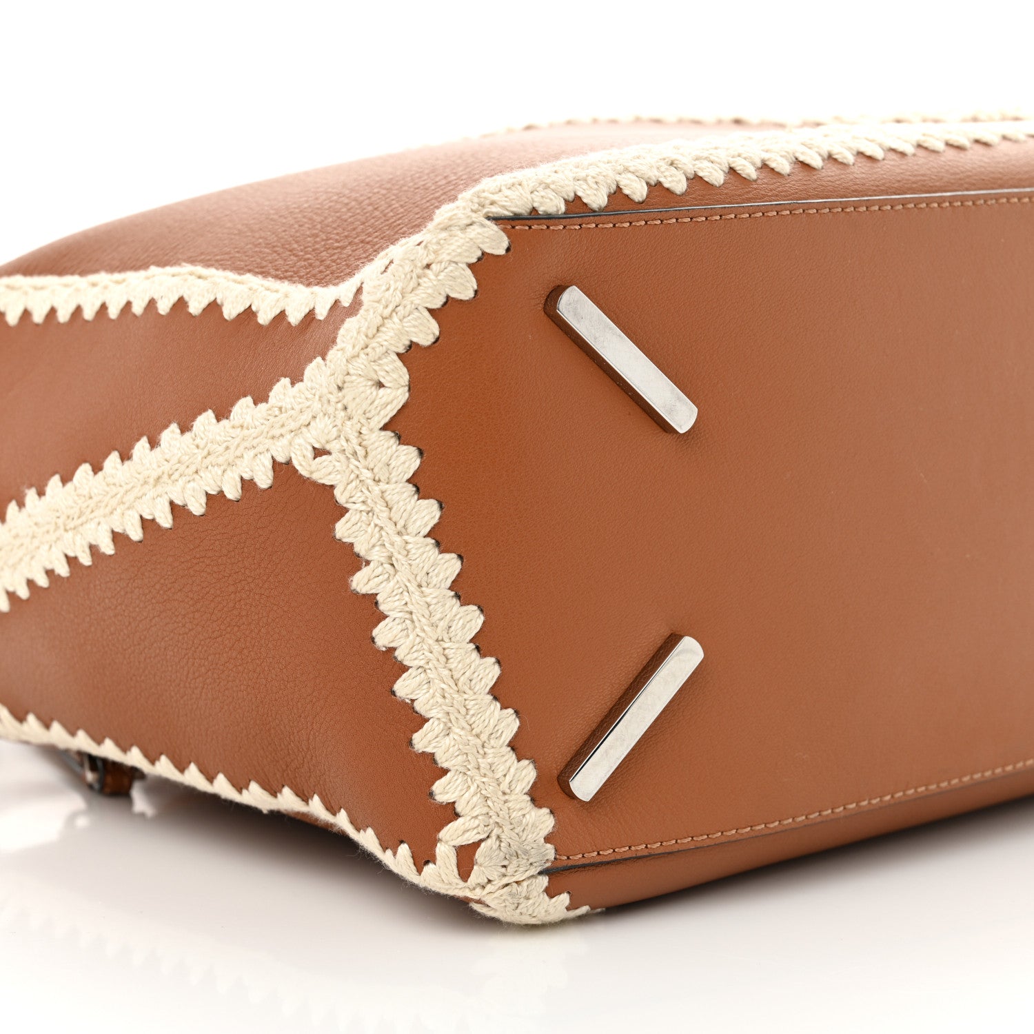 Loewe Calfskin Crochet Trim Medium Puzzle Bag Tan 9 of 11
