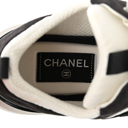 Chanel Nylon Suede Calfskin CC Sneakers 37.5 White Dark Grey 6 of 10