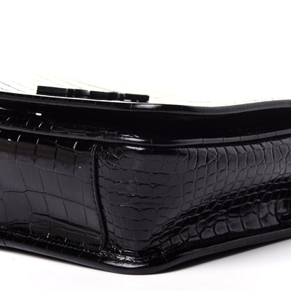 Saint Laurent Crocodile Embossed Lambskin Matelasse Monogram Niki Chain Wallet Black 9 of 12