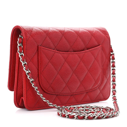 Chanel Caviar Quilted Wallet on Chain WOC Red 3 of 12
