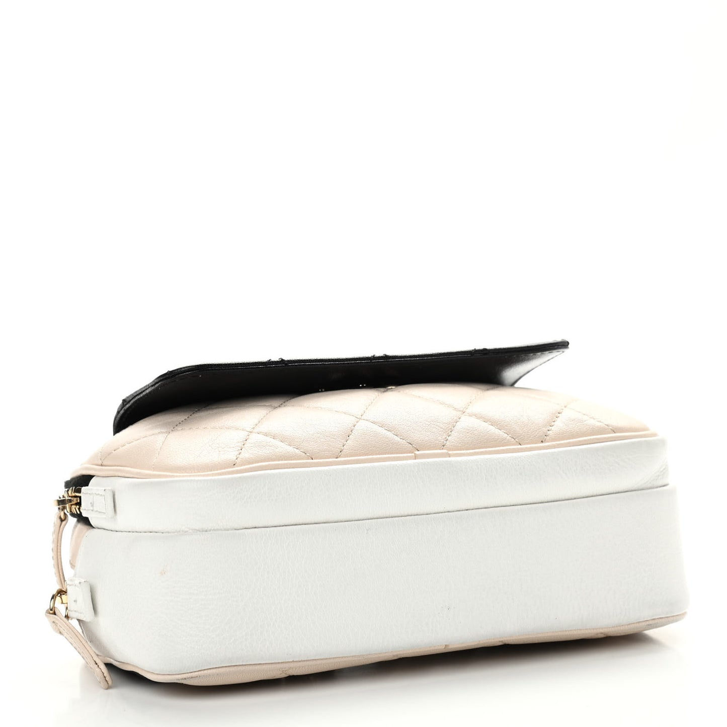 Goatskin Quilted Waist Bag Beige White Black