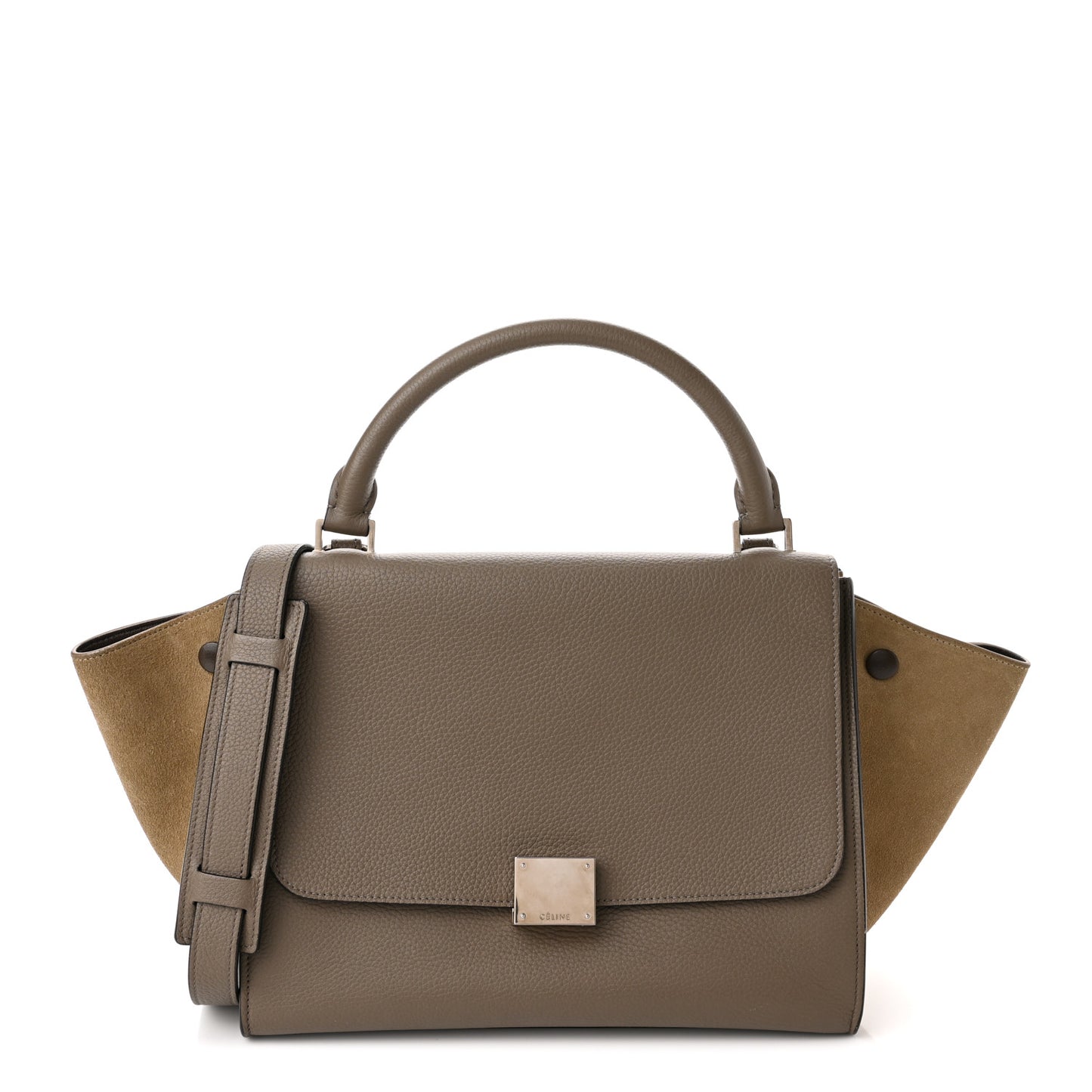 Drummed Calfskin Suede Small Trapeze Souris