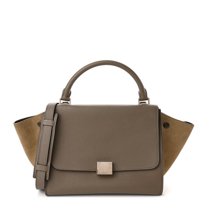 Celine Drummed Calfskin Suede Small Trapeze Souris 1 of 9