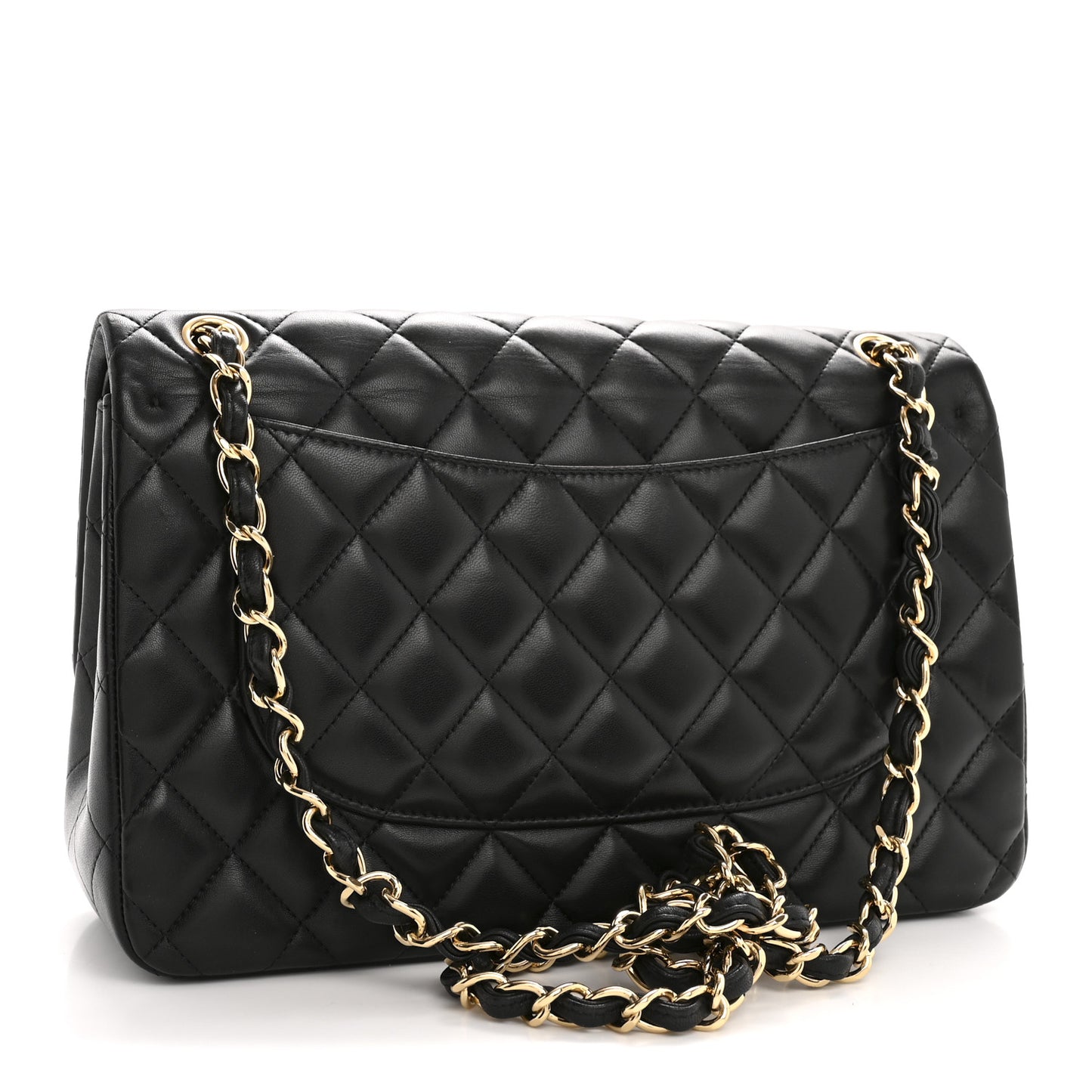 Lambskin Quilted Jumbo Double Flap Black