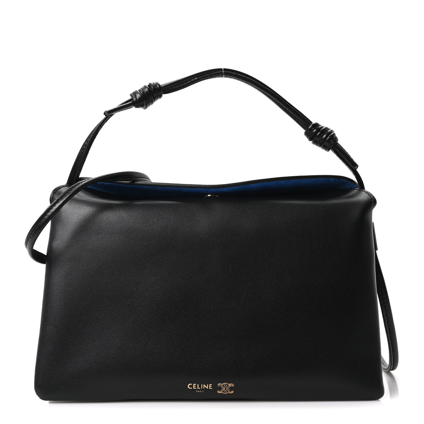 Smooth Lambskin Trio Flap Crossbody Bag Black