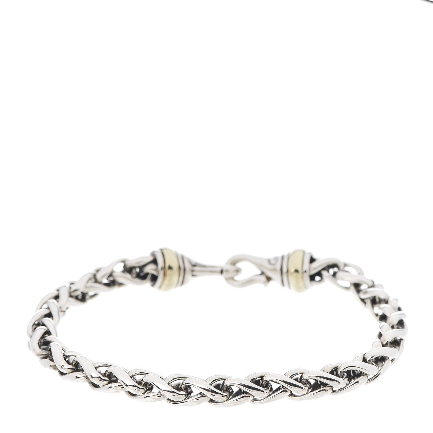 Sterling Silver 14K Yellow Gold 6mm Wheat Chain Bracelet