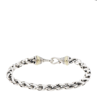 David Yurman Sterling Silver 14K Yellow Gold 6mm Wheat Chain Bracelet 1 of 4