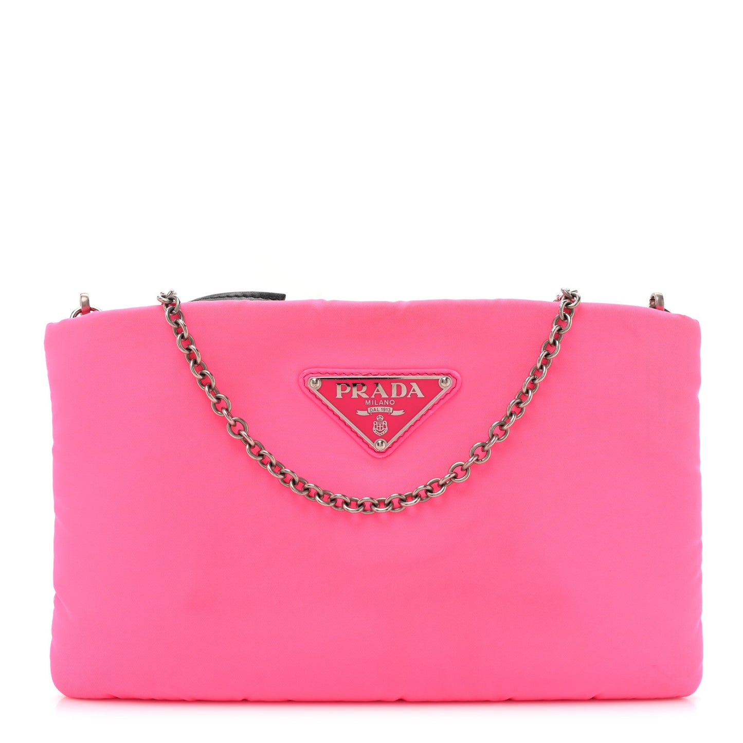 Tessuto Nylon Soft Padded Crossbody Clutch Rosa Fluo