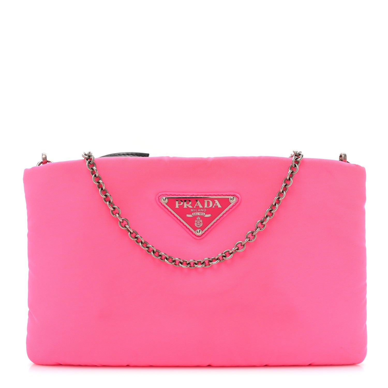 Prada Tessuto Nylon Soft Padded Crossbody Clutch Rosa Fluo 1 of 13