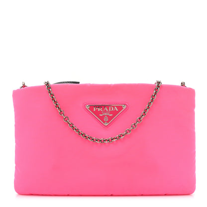 Prada Tessuto Nylon Soft Padded Crossbody Clutch Rosa Fluo 1 of 13