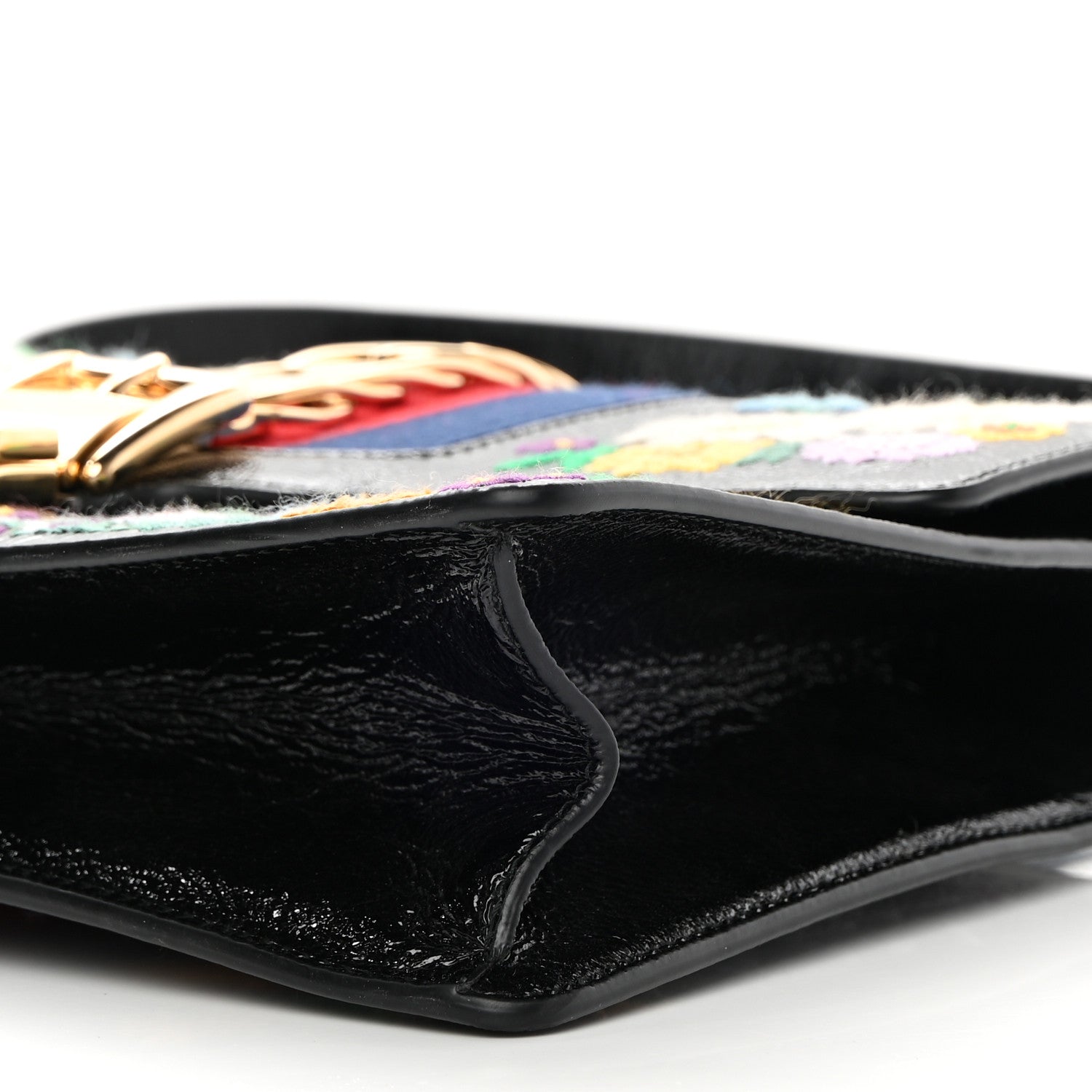 Gucci Calfskin Embroidered Small Sylvie Shoulder Bag Black 10 of 15