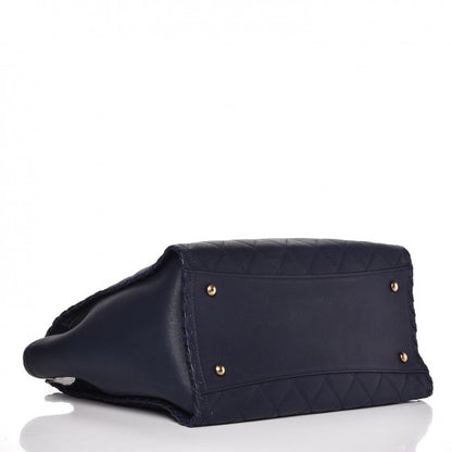 Chanel Iridescent Calfskin Quilted Happy Stitch Shopping Tote Navy Blue 4 of 9