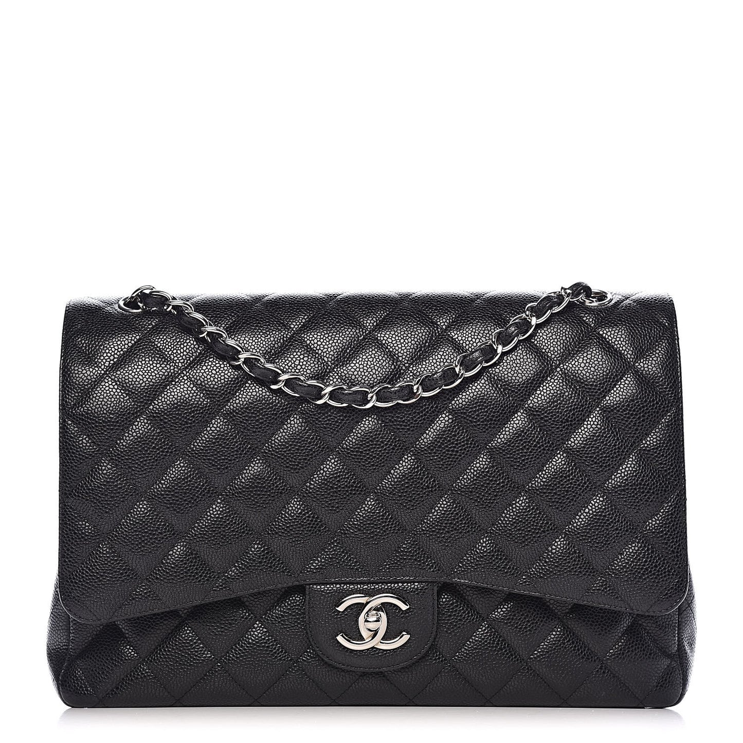 Caviar Quilted Maxi Double Flap Black