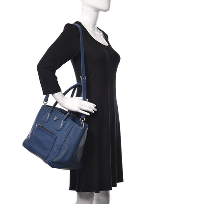 Prada Vitello Phenix Shopping Tote Bluette 2 of 15
