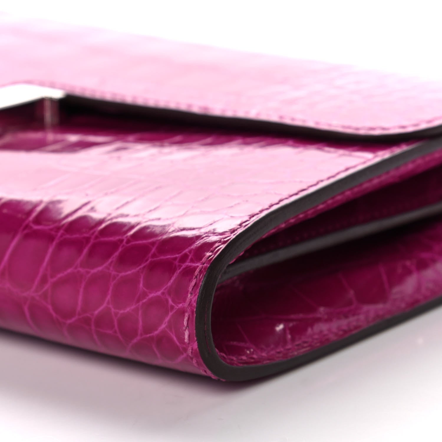 Hermes Shiny Alligator Constance Long Wallet Rose Scheherazade 21 of 24