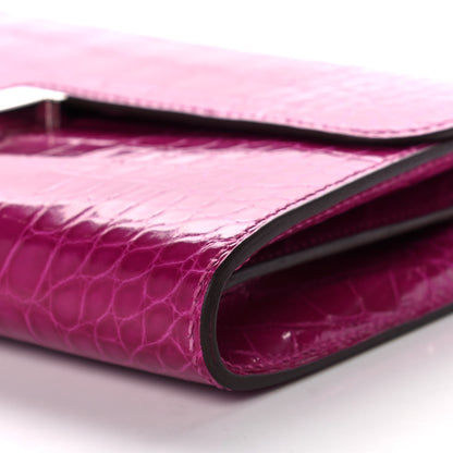 Hermes Shiny Alligator Constance Long Wallet Rose Scheherazade 21 of 24