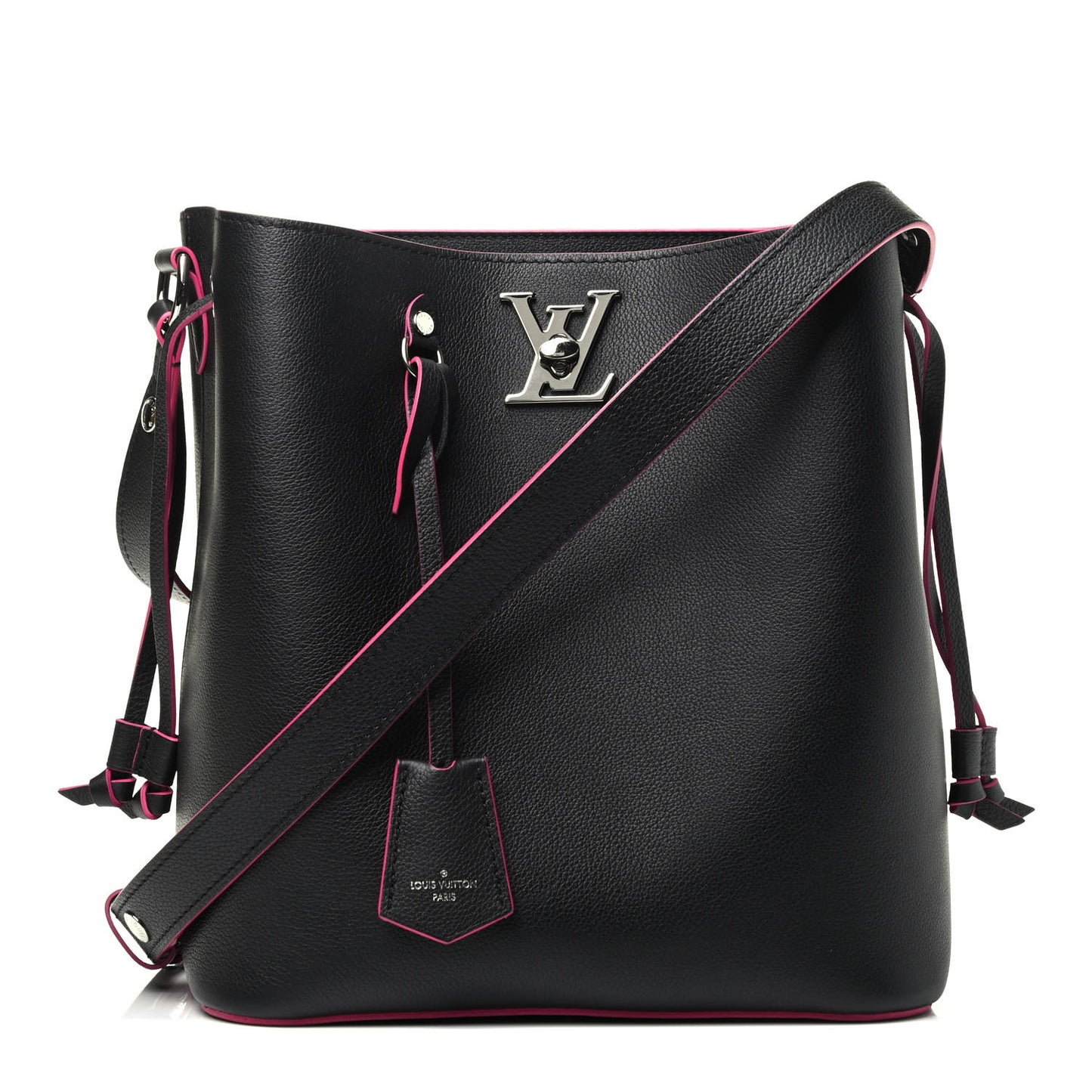 Calfskin Lockme Bucket Black