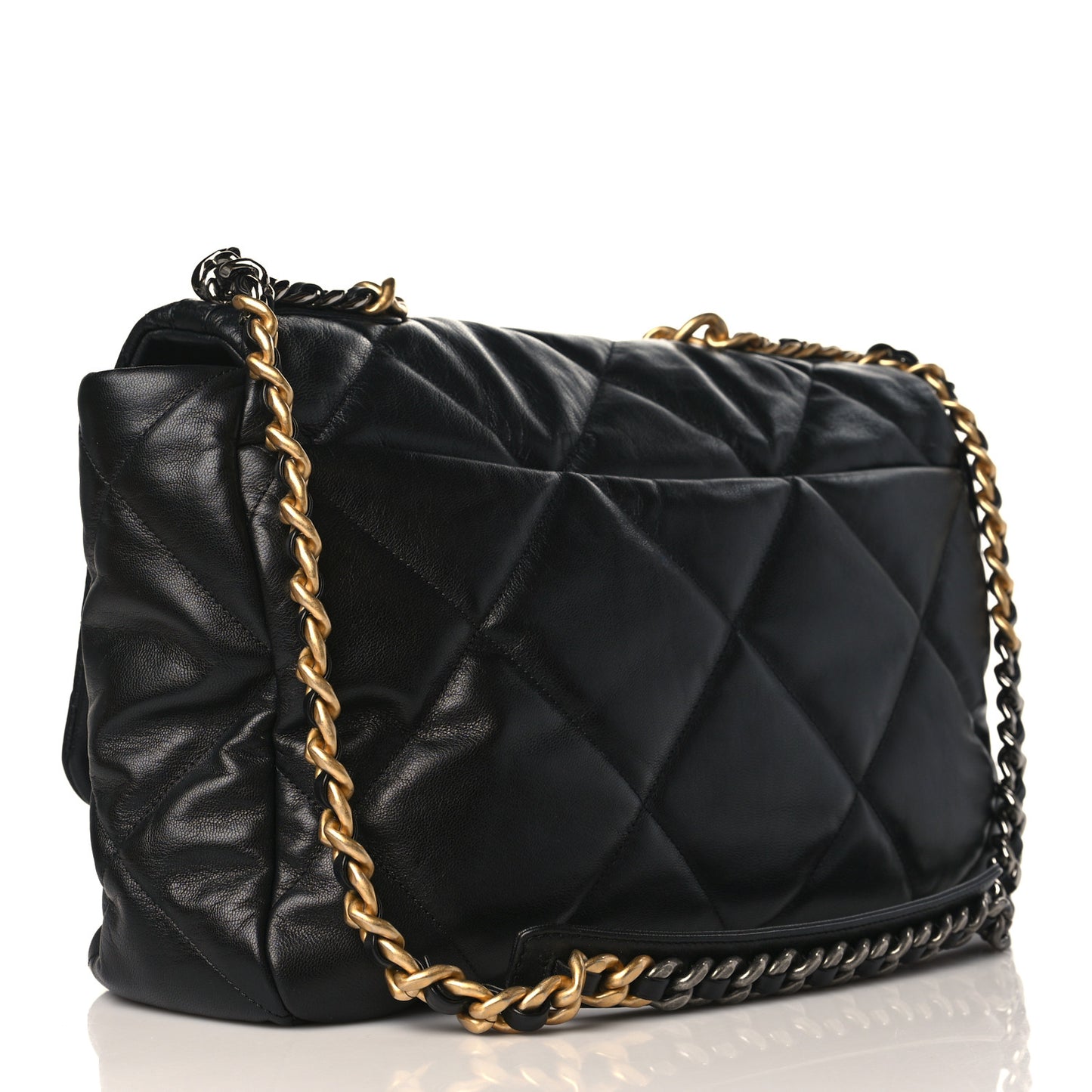 Goatskin Quilted Maxi Chanel 19 Flap Black