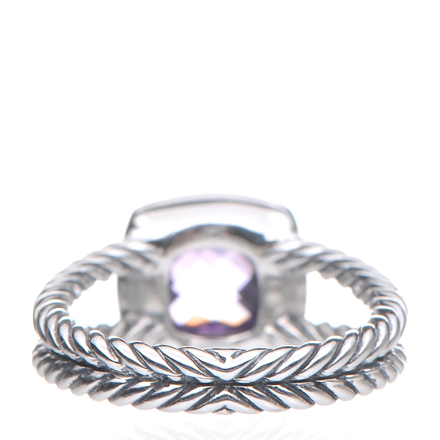 David Yurman Sterling Silver Diamond Amethyst 7mm Petite Albion Ring 54 6.75 4 of 5
