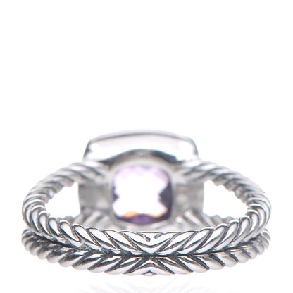 David Yurman Sterling Silver Diamond Amethyst 7mm Petite Albion Ring 54 6.75 4 of 5