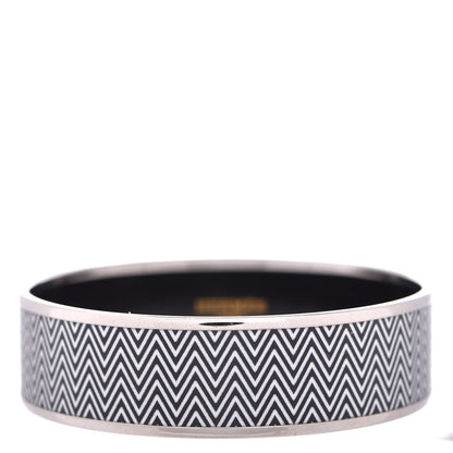 Hermes Enamel Printed Chevron Wide Bracelet 65 Black 5 of 7