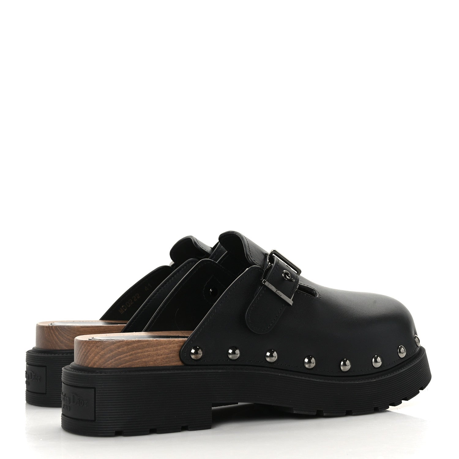 Christian Dior Calfskin Diorquake Buckled Lug Sole 15mm Clogs 41 Black 4 of 8