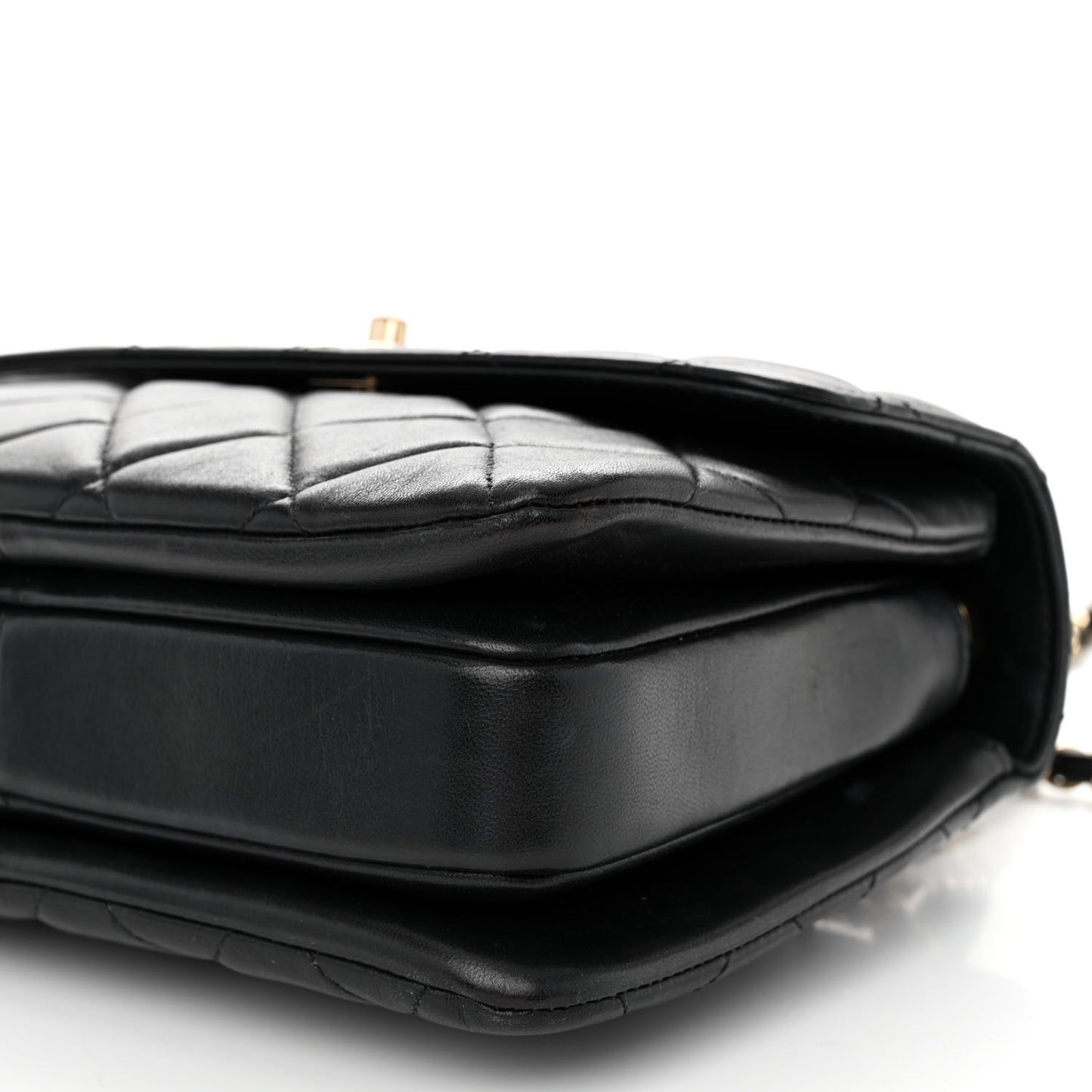Lambskin Quilted Small Trendy CC Dual Handle Flap Bag Black