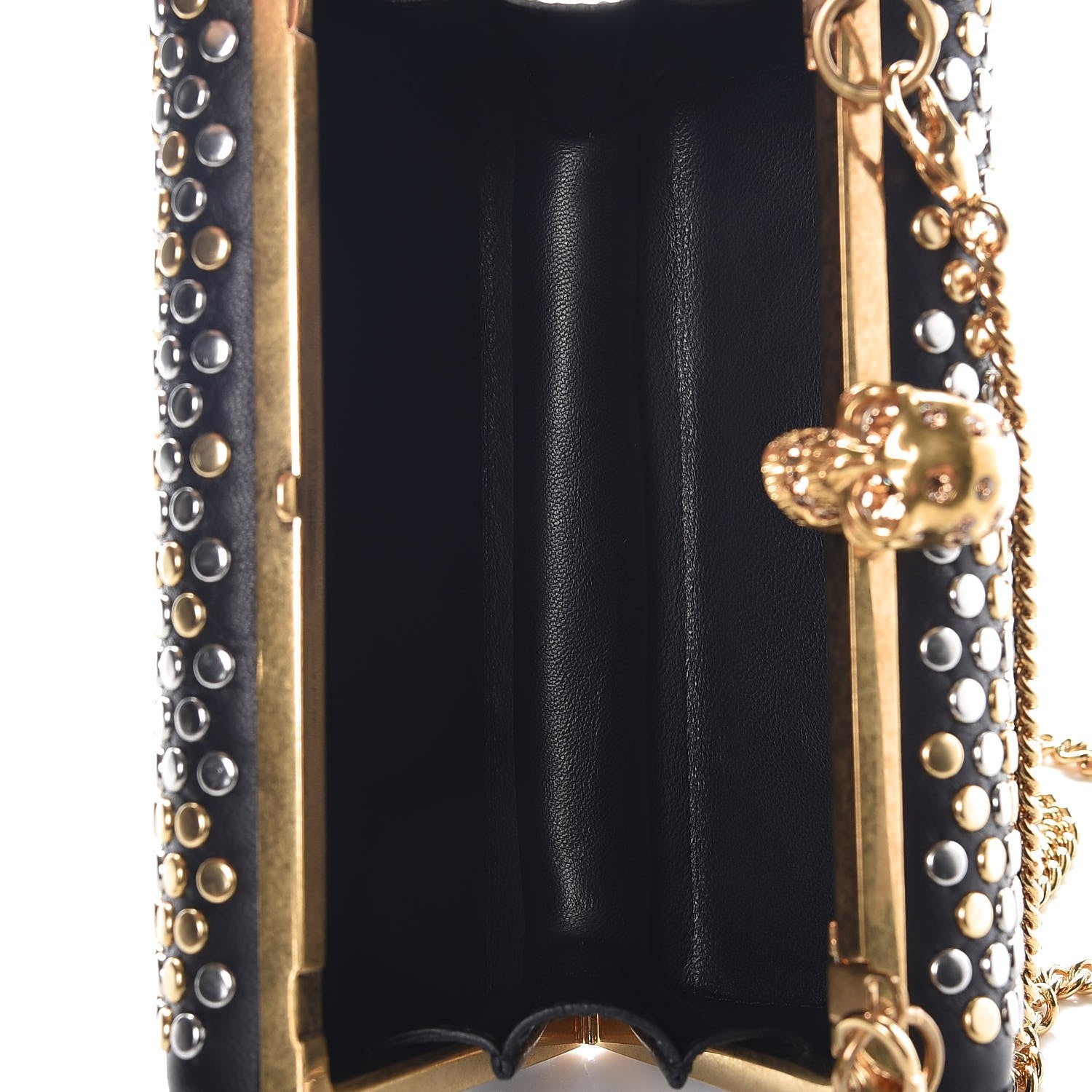 Alexander McQueen Lambskin Studded Hexagon Skull Chain Clutch Black 5 of 8
