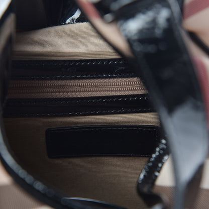 Burberry Patent Nova Check Brook Hobo Black 6 of 8