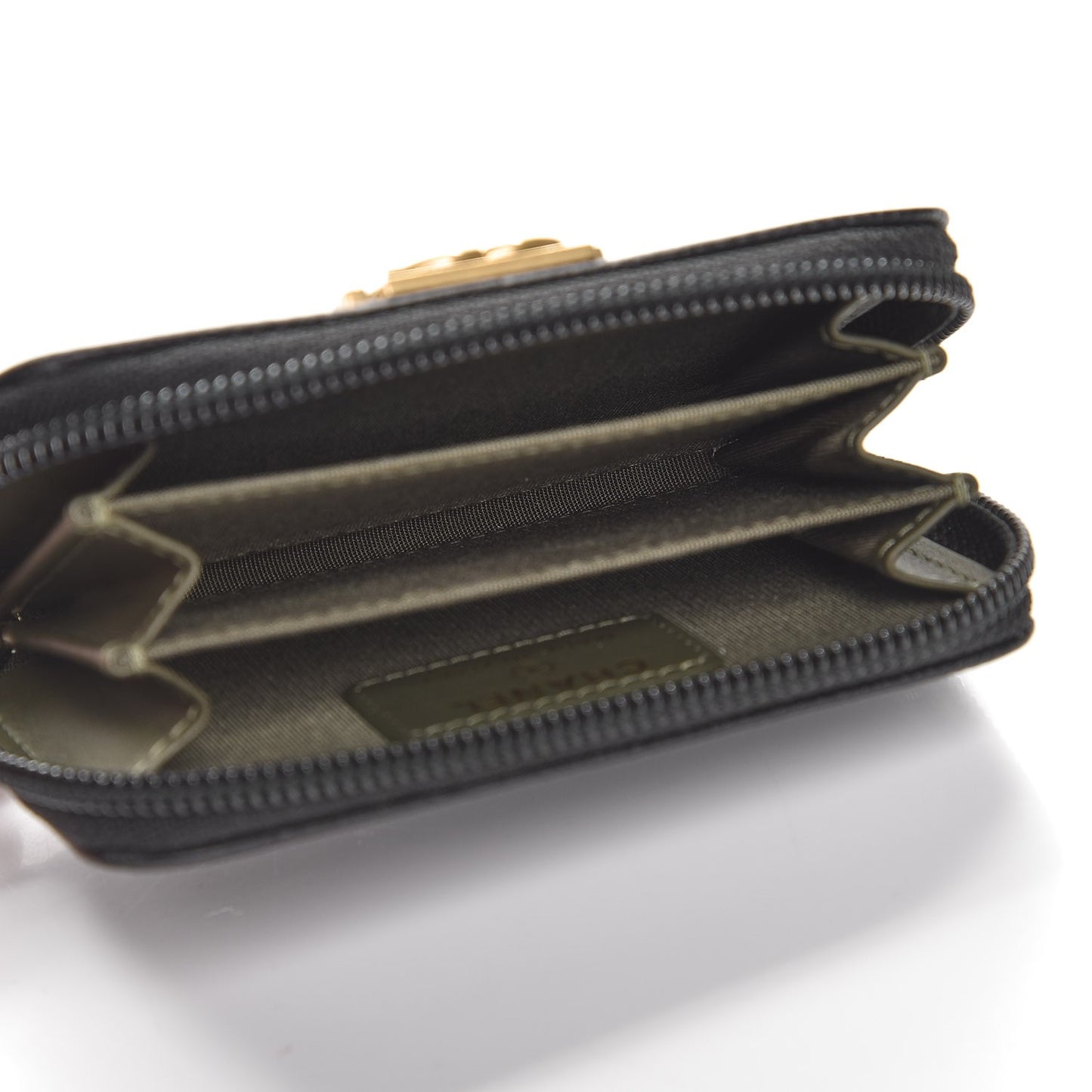 Caviar Quilted Boy Zip Around Coin Purse Wallet Black