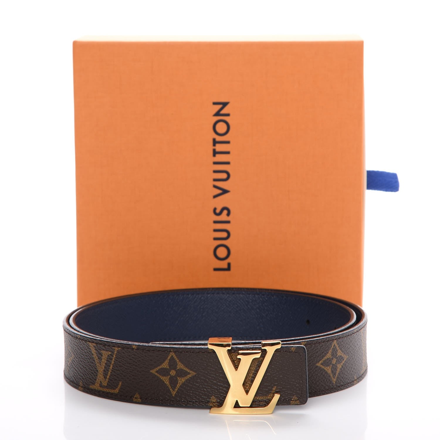 Louis Vuitton Calfskin Monogram 30mm LV Initiales Reversible Belt 85 34 Indigo 9 of 9